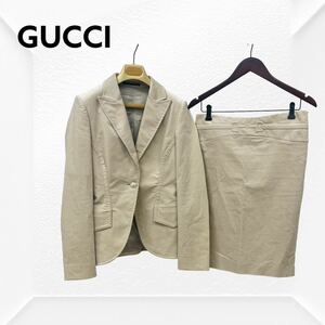 高級 ハンガー付き GUCCI グッチ コットン混 ベロア テーラードジャケット＆スカート セットアップ スーツ 146063 145620