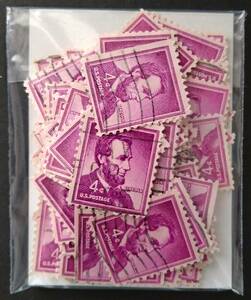 アメリカ・普通切手・１９５４年シリーズ（リンカーン）【使用済】（１００枚）
