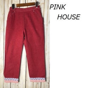 PINK HOUSE ピンクハウス クロップドデニムパンツ M 赤 オールド レトロ古着 日本製 ●98
