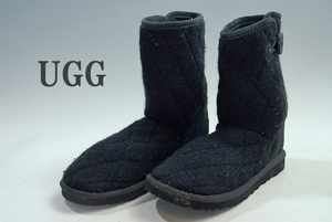 1000円最終価格！完全売り切り！DS2345 UGG オーストラリア レディース 黒系ブーツ サイズ22cm アウトソール25cm 安値出品 お買い得 SALE