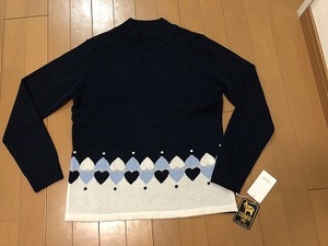 新品タグ付き、高級カシミヤ100％、長袖セーター★4万480円→12800円即決★Mサイズ★カシミア100％★9号、送料250円～、SANWA CO.,LTD.