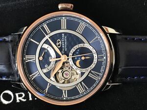 【EW_000014】新品 未使用 期間限定 Orient 500本限定 moon phase ムーンフェイズ サファイアガラス シースルーバック 本ワニ 定価19.8