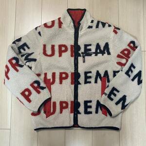 美中古 Sサイズ SUPREME 18AW Reversible Logo Fleece Jacket シュプリーム フリース ジャケット