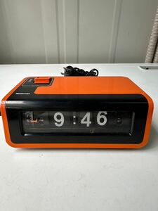 5M69 National ナショナル パタパタ時計 目覚まし時計 TG02 ヤングスヤスヤ 昭和レトロ 当時物 オレンジ 