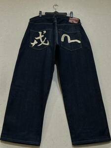 ※EVISU エヴィス エビス LOT 2001 No2 戎＆カモメペイント セルビッチ デニムパンツ 日本製 濃紺 大きいサイズ 38 BJBD.B