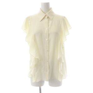 セオリー theory 22SS SOFT CREPE BD RUFFLE TOP ブラウス ノースリーブ フリル S アイボリー /MI ■OS レディース