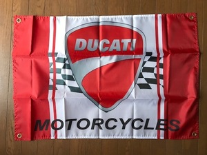 お部屋に・ガレージに　かっこいい！　トリコ・ドゥカティ Ducati　チェッカー　通常サイズフラグ タペストリー　旗　送料サービス！