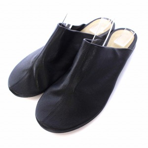 未使用品 ボッテガヴェネタ BOTTEGA VENETA Dot Sock Leather Slippers フラットサンダル サボ スリッパ レザー 37.5 24.5cm 黒