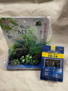 Tetra　観賞用水槽用水温計/GEX　MIX　プランソ/ロック　茶/未開封品