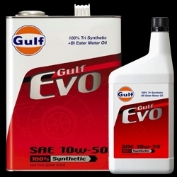 送料無料！　Gulf　EVO　ガルフ　エボ　　10W-50　100％合成油　100％ Synthetic　　　4Ｌ缶ｘ3（1ケース）　エンジンオイル