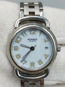 ☆HERMES エルメス プルマン PU2.210 クォーツ 腕時計 シルバー 白文字盤 レディース