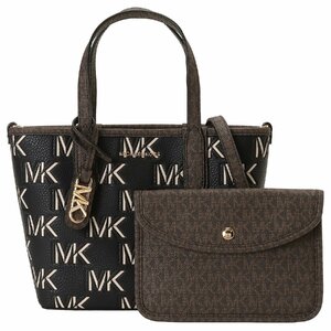 マイケルコース トートバッグ MICHAEL KORS 30F3GZAT0L 292 BROWN/BLK エリーザ ポーチ付 MKロゴプリント エクストラスモール 2WAY