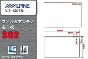 地デジ アルパイン ALPINE 用 フィルムアンテナ VIE-X075B1 対応 ワンセグ フルセグ 高感度 受信 高感度 受信