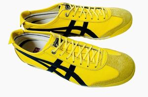 デッド!! 新品!! Onitsuka Tiger MEXICO MID 66 SD オニツカタイガー メキシコ66 レザー イエロー 黄 × 黒 天然皮革 us 9.5 / 27.5 ㎝