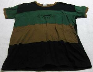 9号 DEUX 半袖 Tシャツ 黒×緑×茶 M～Lサイズ位