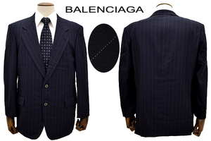 L-2091★BALENCIAGA PARIS Pour Homme バレンシアガ ELEVEN SUIT★秋冬 ネイビー紺 ブレザー ピンストライプ テーラードジャケット AB 5 M