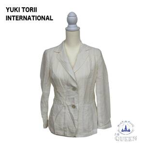 ☆美品 YUKI TORII INTERNATIONAL ユキトリイインターナショナル アウター テーラードジャケット 長袖 レディース アイスグレー 38 b3