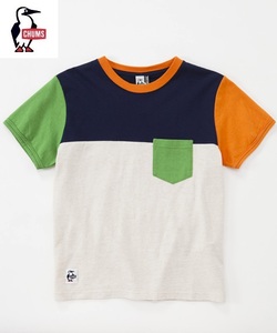 CHUMS Color Block T-Shirt Natural チャムス カラー ブロック Tシャツ（メンズ）ナチュラル／クレイジー パターン CH01-1128／XL