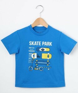 ラスト　新品　THE SHOP TK(Kids) 　スケボーグラフィックTシャツ　ブルー(092)　15(150cm)