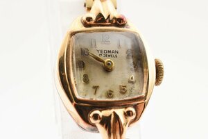 ヨーマン 18K 750 アンティーク スクエア ゴールド 手巻き レディース 腕時計 YEOMAN