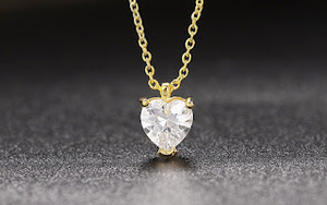 送料一律 ハート型ダイヤモンドCZ 愛のゴールドネックレス 18KGP Gold Plated necklace 1円オークション 60