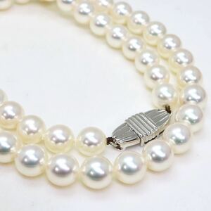 美品!!高品質!!ソーティング付き!!＊MIKIMOTO(ミキモト)K18WGアコヤ本真珠ネックレス＊a 32.8g 7.0~7.5mm pearl jewelry necklace EB0/ED0