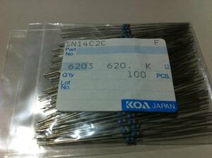 KOA SN14C2C 1/4w　620KΩ F ±1％ 100本1袋　　　（6）