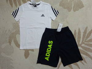 新品★送料込み!!★adidasアディダス★130★半袖Ｔシャツ(ホワイト白)・ 快適!!LB ST ショーツ(ネイビー紺)★上下★即決