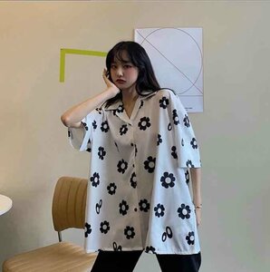 韓国風 レディース 半袖シャツ 夏新しい 気質 ファッションシャツ 学生シャツ XL ホワイト