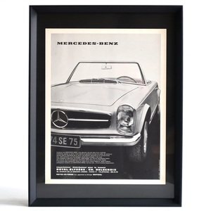 Mercedes-Benz メルセデスベンツ 1966年 SL 230 250 280 旧車 フランス ヴィンテージ 広告 額装品 コレクション フレンチ ポスター 稀少