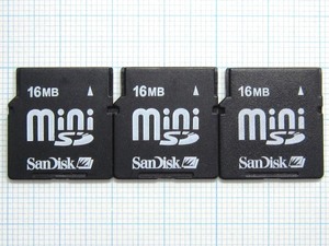 ★SanDisk miniSDメモリーカード １６ＭＢ ３枚 中古★送料６３円～
