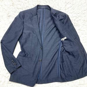 極美品 キャサリンハムネット【リネン混】KATHARINE HAMNETT テーラードジャケット サマージャケット ブレザー Lサイズ 紺色 薄手 軽量