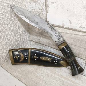 グルカナイフ ククリナイフ 鞘付き 真鍮 ペーパーナイフ 刃長 12.5cm