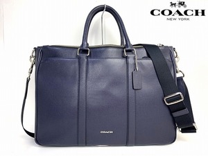 送料無料★ コーチ メンズ COACH メトロポリタン レザー 2Way ビジネスバッグ ブリーフケース ショルダー トート ネイビー 54775