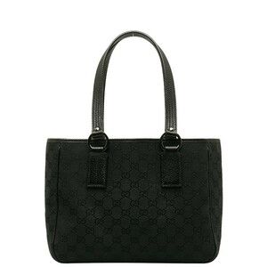 グッチ GGキャンバス トートバッグ ショルダーバッグ 113019 ブラック キャンバス レザー レディース GUCCI 【中古】