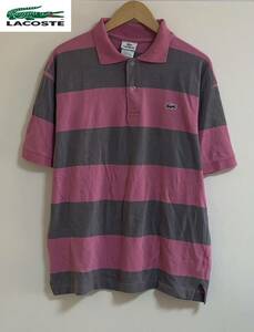 フランスデザイン★入手困難品★美中古・ LACOSTE（ラコステ）★ポロシャツ（鹿の子）PINK/GRY サイズ6　JPサイズXL　