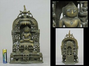 【心庵】仏教美術 古銅 チベット文字入／チベット 仏像 銅製 高さ20.5cm 重量1043g 付箱 TK027