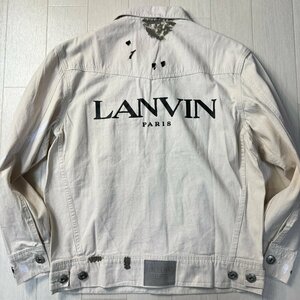 ほぼ未使用/L-XL相当★ランバン/LANVIN デカロゴ バックプリント ペンキ加工 Gジャン ジャケット レザーラベル 革 GALLERY DEPT メンズ