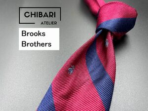 【美品】BrooksBrothers　ブルックスブラザーズ　レジメンタル柄　ネクタイ　3本以上送料無料　ワインレッド　0402086