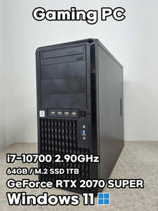 ゲーミングパソコン Intel 10世代Core i7-10700 64GBメモリ NVIDIA RTX2070 SUPER 8GB M.2 SSD 1TB