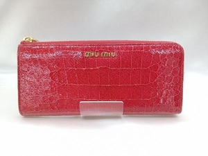 【MIU MIU】 ミュウミュウ長財布／ラウンドファスナー RED 赤 財布 レディース 中古