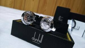 正規良 限定 ALFRED Dunhill アルフレッドダンヒル AD サッカーボールモチーフカフス オーバルロゴボタン シルバー カフリンクス 付属品有