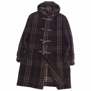 美品 バーバリー ロンドン BURBERRY LONDON コート ダッフルコート チェック ウール アウター メンズ L ブラウン cf01dl-rm11e26694