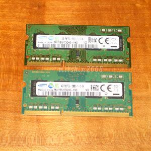 合計8GB(4GBx2枚) Samsung PC3L-12800S(DDR3L-1600) 低電圧対応 1Rx8 SO-DIMM 204pin 動作確認済 クリックポストなら送料185円 [No.890]