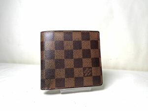 極美品 1円 LOUIS VUITTON ルイヴィトン N61675 ダミエ ポルトフォイユ マルコ 二つ折り 財布 ウォレット レディース ブラウン系 