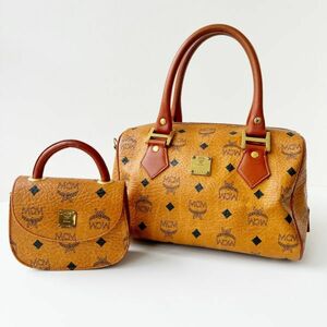 ◆ エムシーエム MCM ヴィセトス ハンドバッグ ポーチ セット ミニボストン コニャック キャメル レディース メンズ かばん