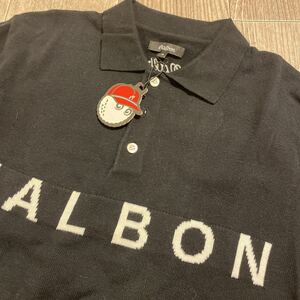 HA665 未着用タグ付き MALBON マルボン GOLF 長袖ポロシャツ ニット セーター sizeM black ゴルフウェア