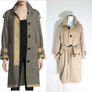 【美品】Burberry バーバリー 20AW ロング ツイード リバーシブル トレンチ コート