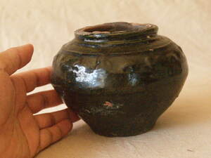 貴重 中国 漢代 緑釉小壺11ｃｍ 銀化 古玩 中国古美術 唐物