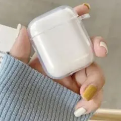 Airpods 1/2シリーズ ストラップ穴付 クリアケース シリコンタイプ